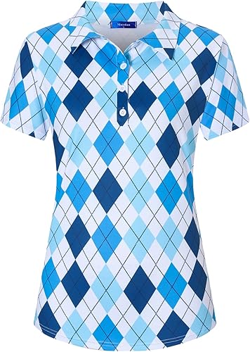 Moydan Camisetas polo de golf para mujer, ligeras, manga corta, 4 botones