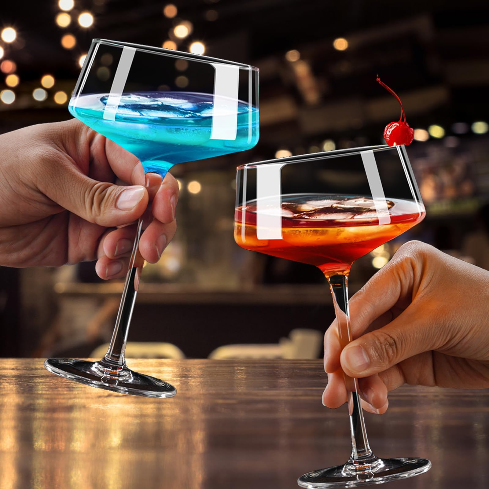 ParaCity Martini Gläser, mundgeblasene Cocktailgläser Set, Kristall Champagner Gläser, perfekt für Cocktails, Martinis, Margaritas, Partys, Catering-Boxen und Geschenke (8 oz/240 ml) (4)