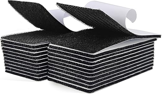 20 Sets Hook and Loop Strips with Adhesive 2x4 inch, Strong Back Adhesive Fasten Mounting Tape for Home or Office Use - Instead of Holes and Screws, Black (2 inch × 4 inch-20 pcs)