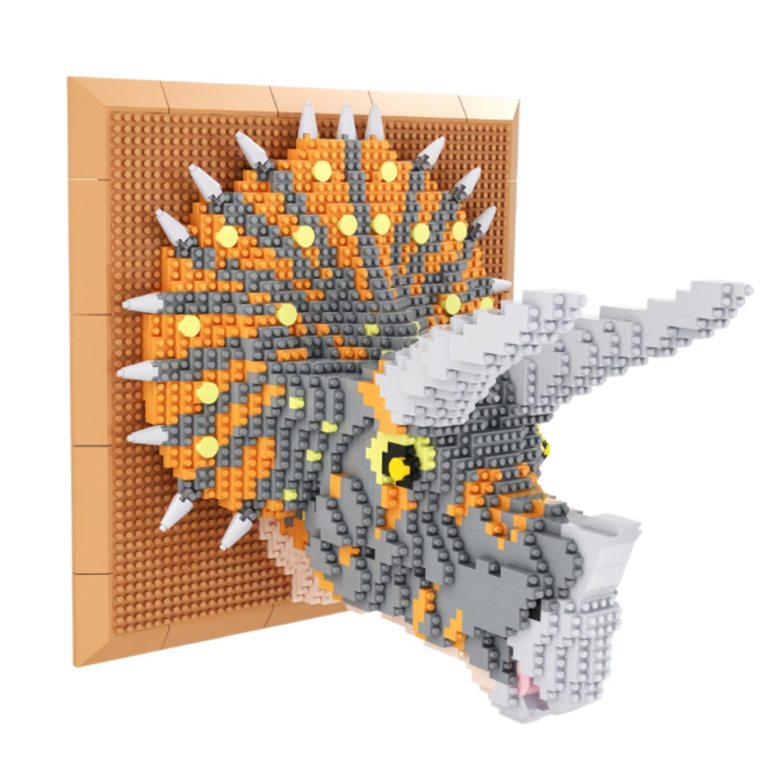Animal Micro Mini Building Blocks Triceratops Set, 2406 PCS 3D Wall Art Dinosaur Framed Bricks Kit, Home Desktop & Wall Mountable Decor, Gift for Adults Teenager
