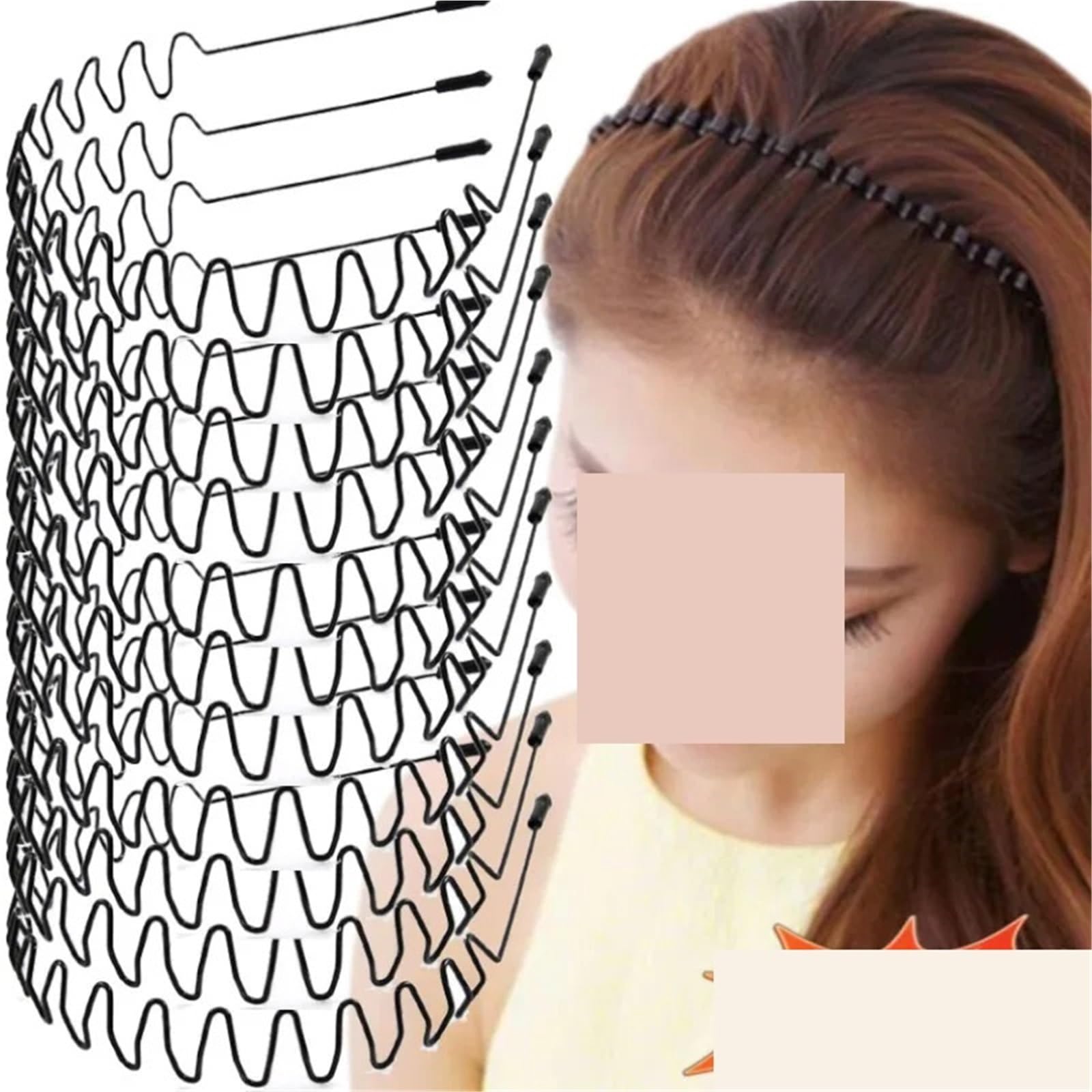 1/20pcs unisex nero elastico antiscivolo fasce semplici in metallo for uomo donna fascia for capelli ondulata accessori for cerchio for capelli a molla Per Sport, Yoga, Trucco(20pcs)
