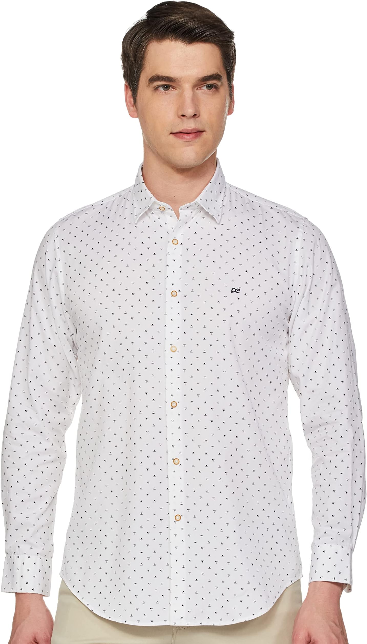 Peter EnglandMen's Printed Slim Fit Party Branded Insignia Full Sleeve Casual Shirt Cotton