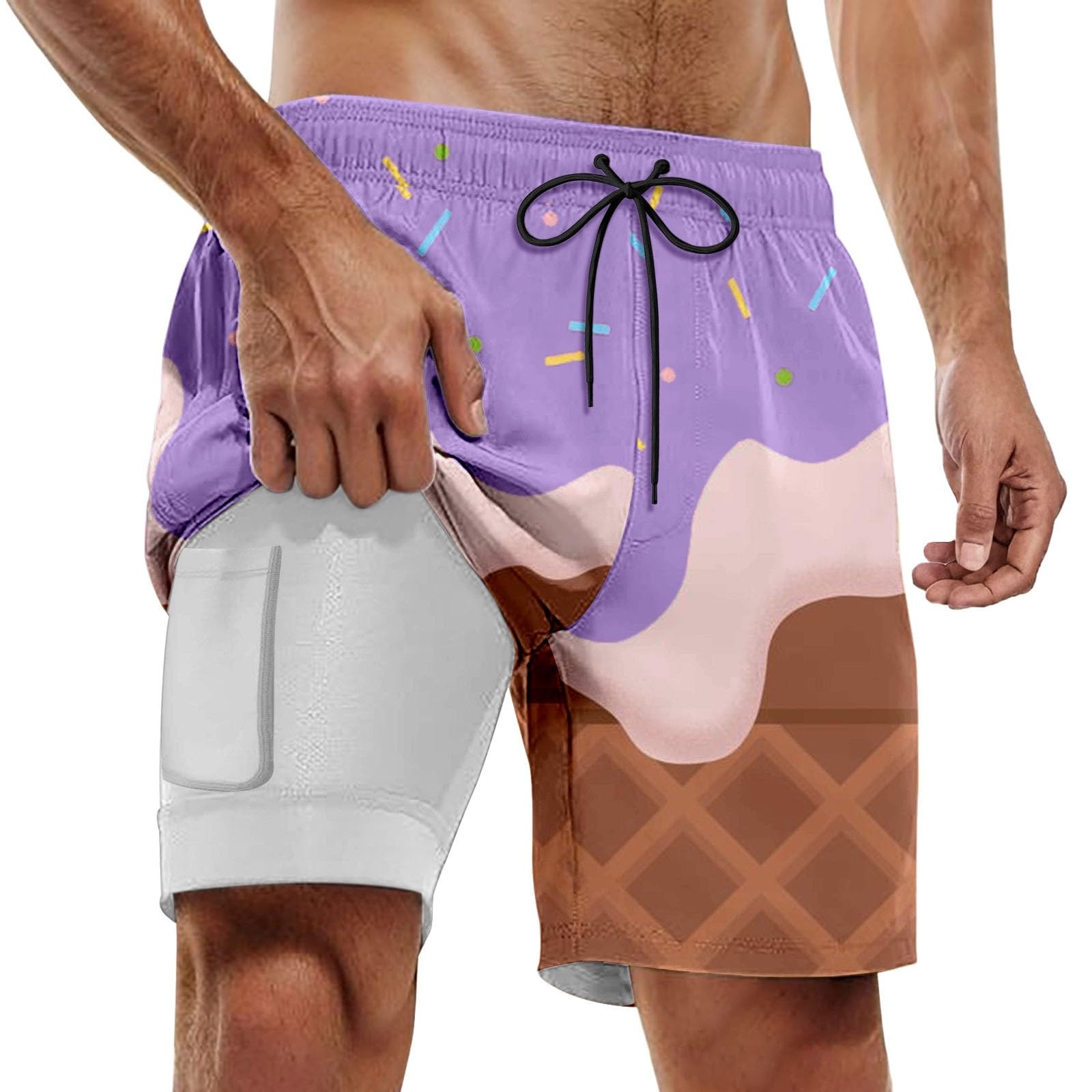 Shorts de bain pour hommes avec boxer grande taille intégré - 5