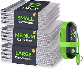 Sacos de vácuo para viagem com bomba USB, pacote com 12 sacos de compressão para bagagem e mala, bolsas economizadoras de espaço para roupas e viagens