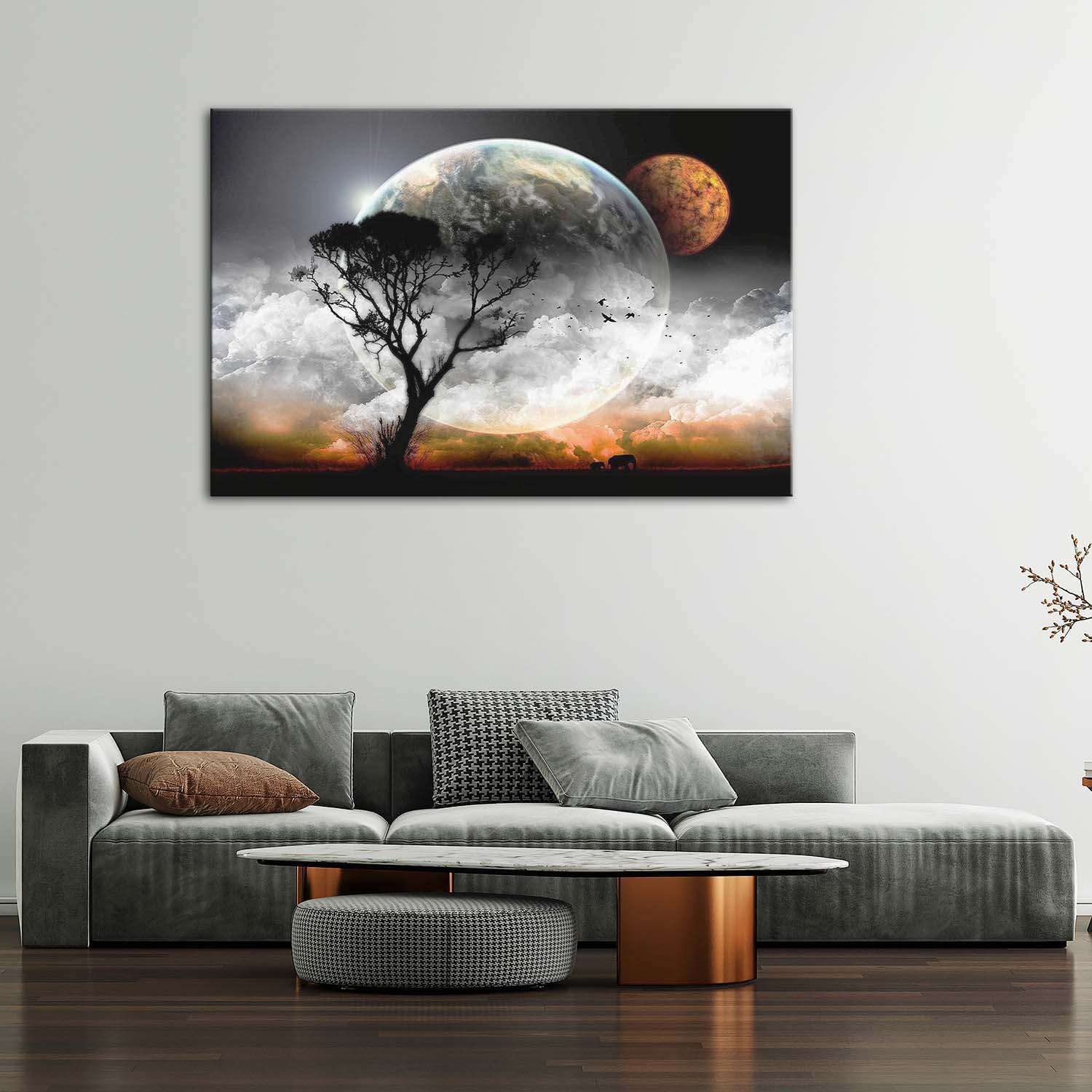 Startonight Impression Sur Toile Lumineux Arbres Sucette Rouge Bleu - Tableau Abstrait - Decoration Murale Salon Moderne - Image Sur Toile - Grande 80 X 120 Cm Idée Cadeau Élégante Et Originale