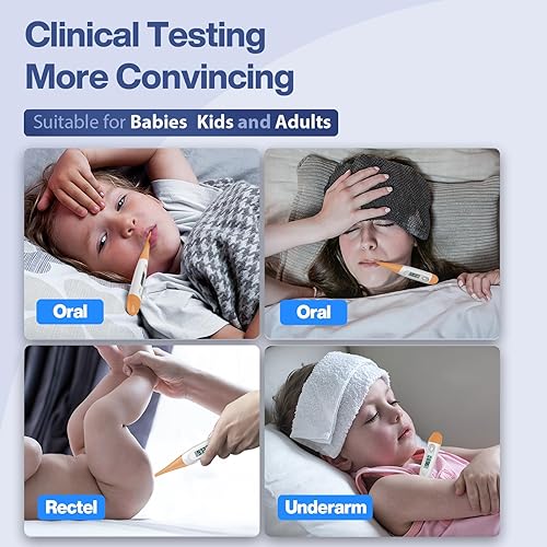 Miniatura 26 de Boncare Termómetro digital de 10 segundos para adultos y niños, termómetro rectal preciso y seguro para bebé con alarma de fiebre, termómetro oral