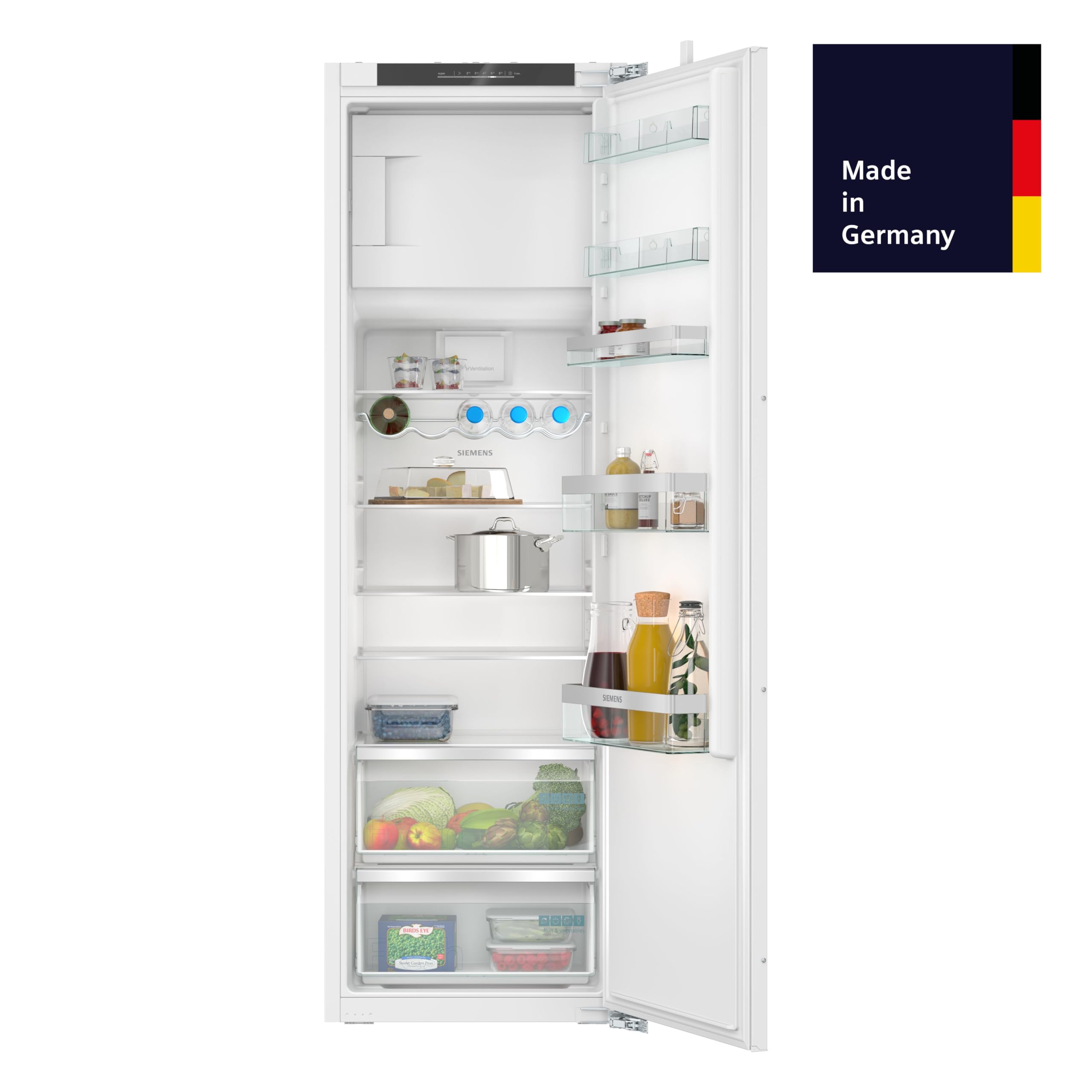 Siemens KI82LVFE0 iQ300, Einbaukühlschrank mit Gefrierfach, 177,5 x 56 cm Nische, 246L Kühlen & 34L Gefrieren, Made in Germany, freshBox für Obst und Gemüse, Flaschenablage, sehr Leise, Flachscharnier