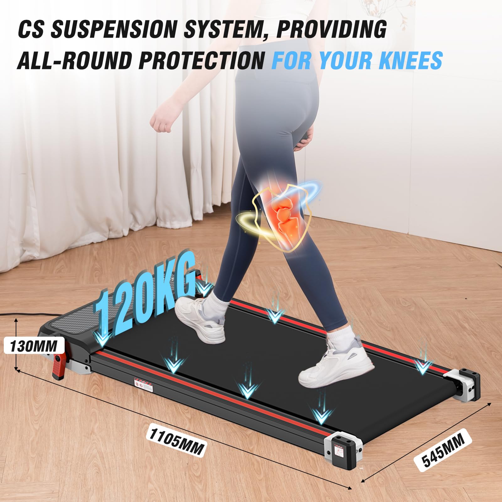 CITYSPORTS Tapis roulant a doppia pendenza 2-in-1, ribaltabile di 180°, macchina per massaggi piedi, velocità 6km/h, con pendenza fissa, larghezza di marcia 41mm, limite massimo di peso 120kg