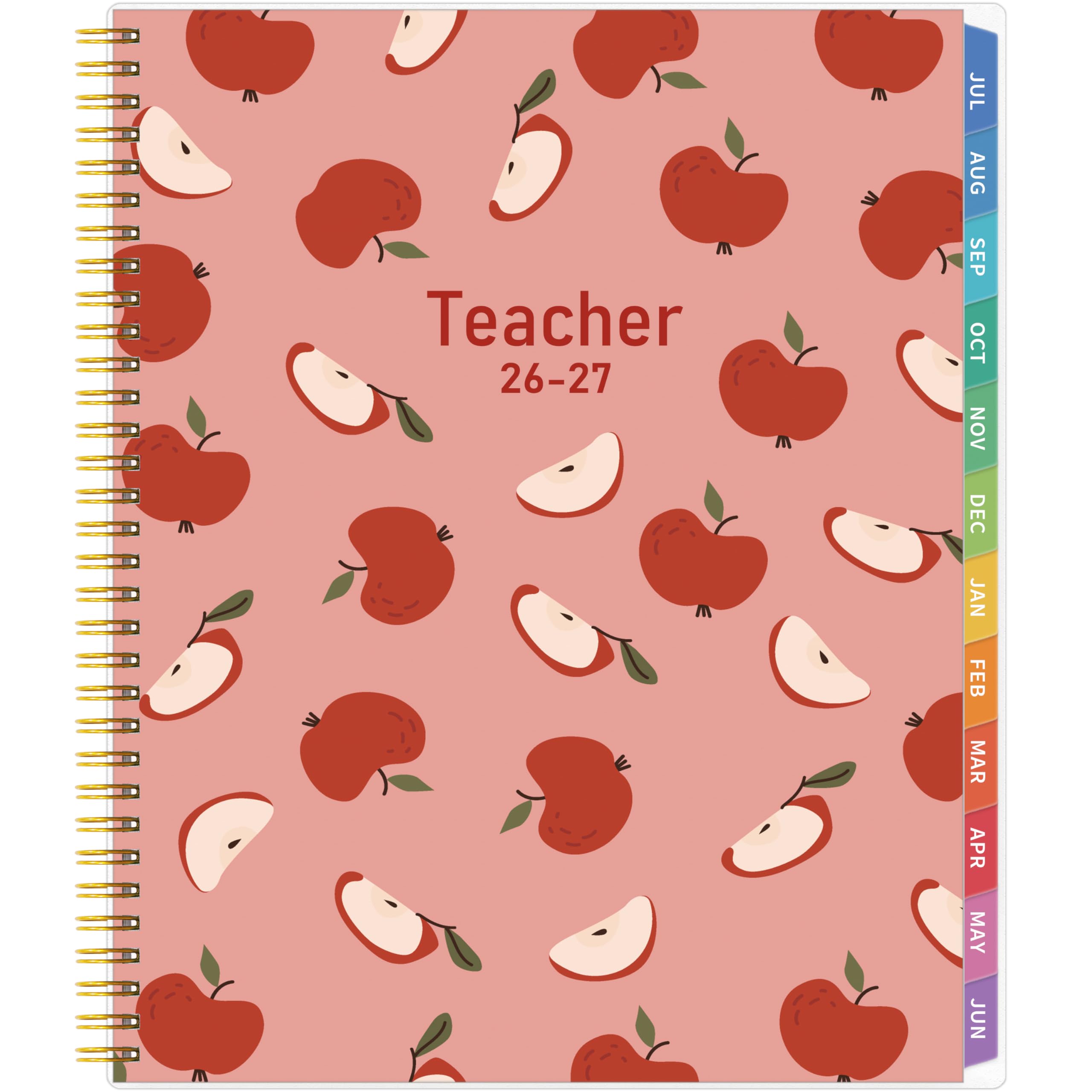 Lehrerplaner 2026–2027, Lehrerplaner für das akademische Jahr, Juli 2026–Juni 2027, Unterrichtsplaner 2026–2027, Homeschool Planbuch, 21,6 x 27,9 cm mit Registerkarten und Tasche, flexibler Einband