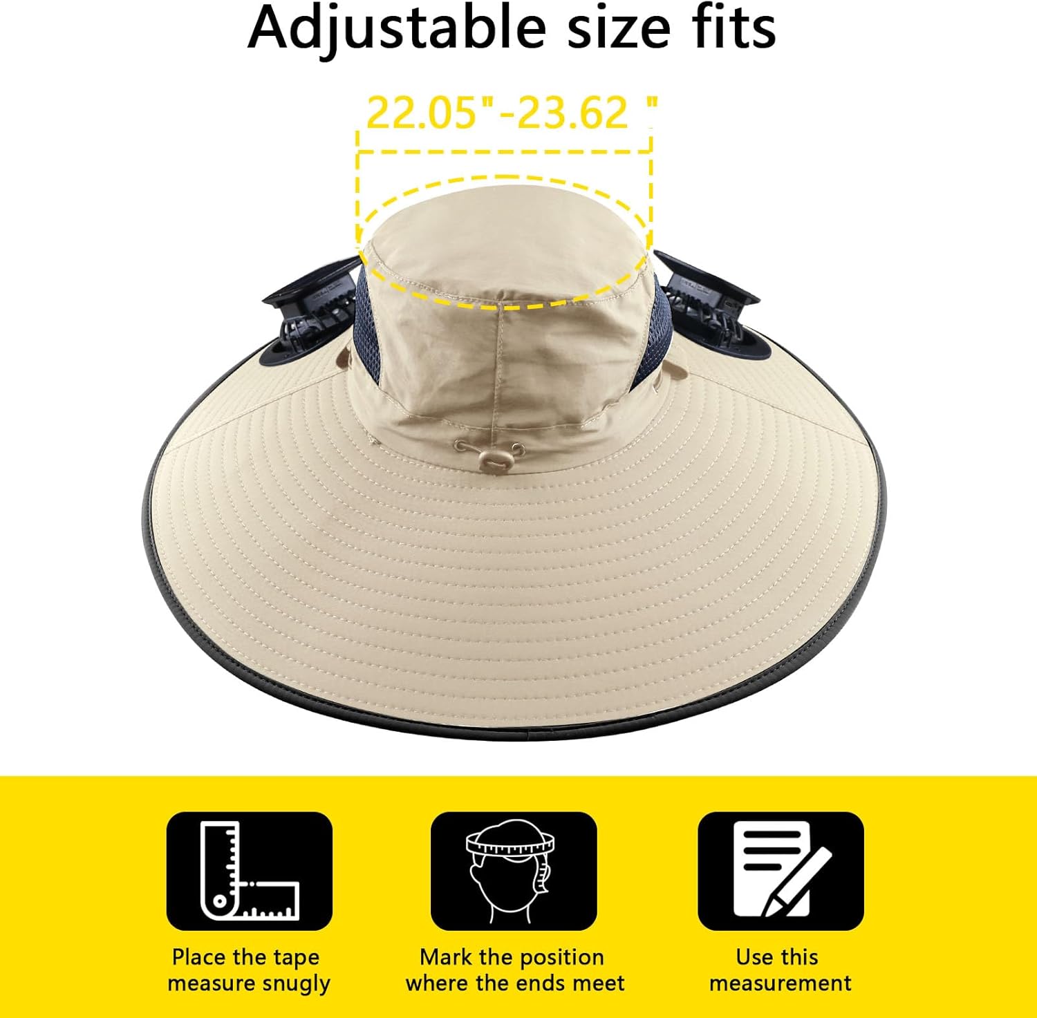 Leotruny Sun Hat with Solar Fan: Keed Cooling Fan Built in for Outdoor Men - Solar Powered & USB Charging for Fishing Summer - Image 6