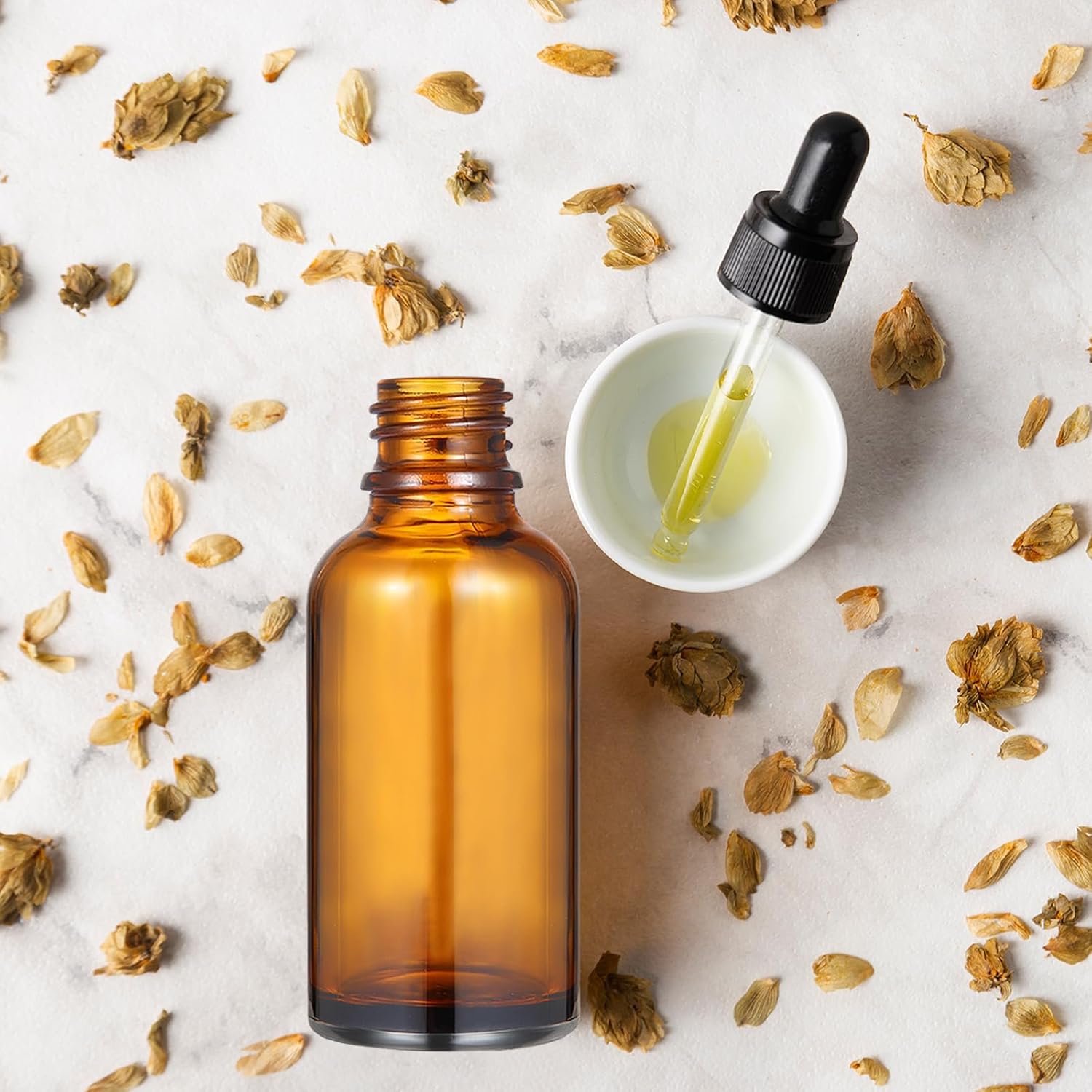 24 Pcs 1 oz Amber Glass Dropper Bottles, Leak-Proof Tincture Bottles with 2 Stainless Steel Funnel, 1 Extra Dropper, 48 Stickers & 1 Brush for Essential Oils, Perfume, Hair Oil, Travel Liquids