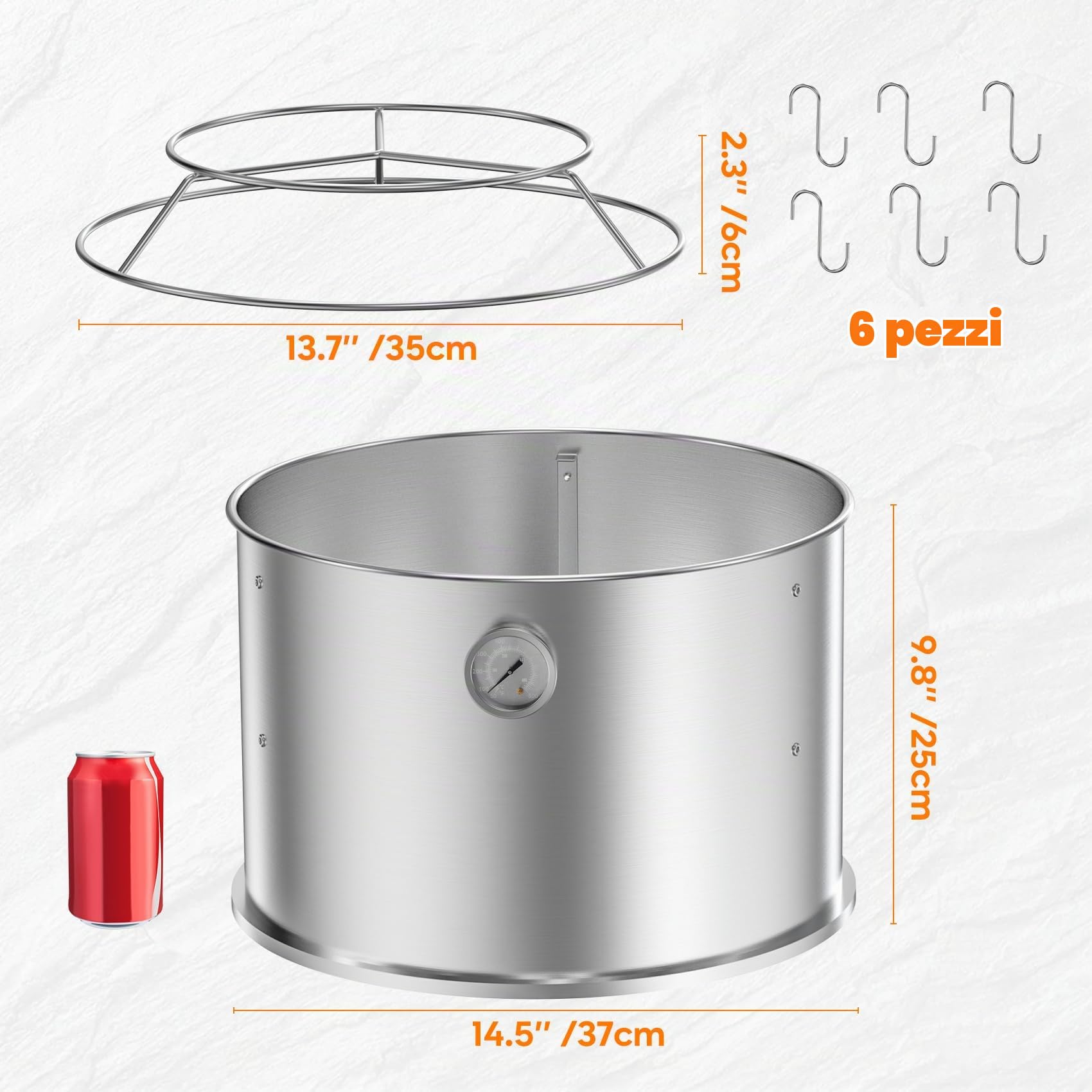 Onlyfire Sistema di Cottura con Camera di Affumicatura in Acciaio Inossidabile per Barbecue a Carbonella Weber Smokey Joe 37 cm, Trasforma Il Tuo Bollitore in Un Barbecue per Affumicatore