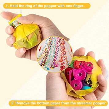 10 Pack Hand Throw Streamers Party Poppers, Colorful Streamers Party Decorations, 30 Colors Rainbow No Mess Crepe Paper Streamer Confetti Cannons For New Years Birthday Wedding Carnival Celebrations
