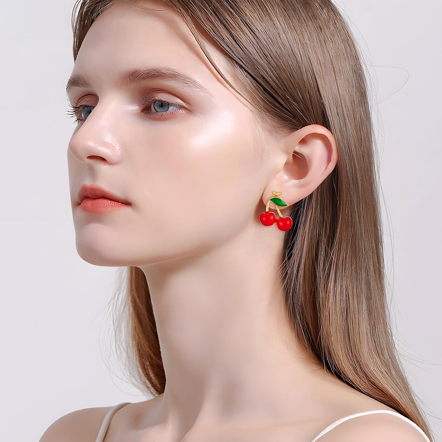 Strawberry Clip On Earrings for Women Red Cute Strawberry Cherry Clip On Earrings Summer Fruit Non Pierced Earring - Image 2