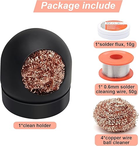 Miniatura 6 de Windspeed - Kit de limpiador de puntas de soldador, limpiador de puntas de soldadura de latón antideslizante, fundente de soldadura, punta de latón