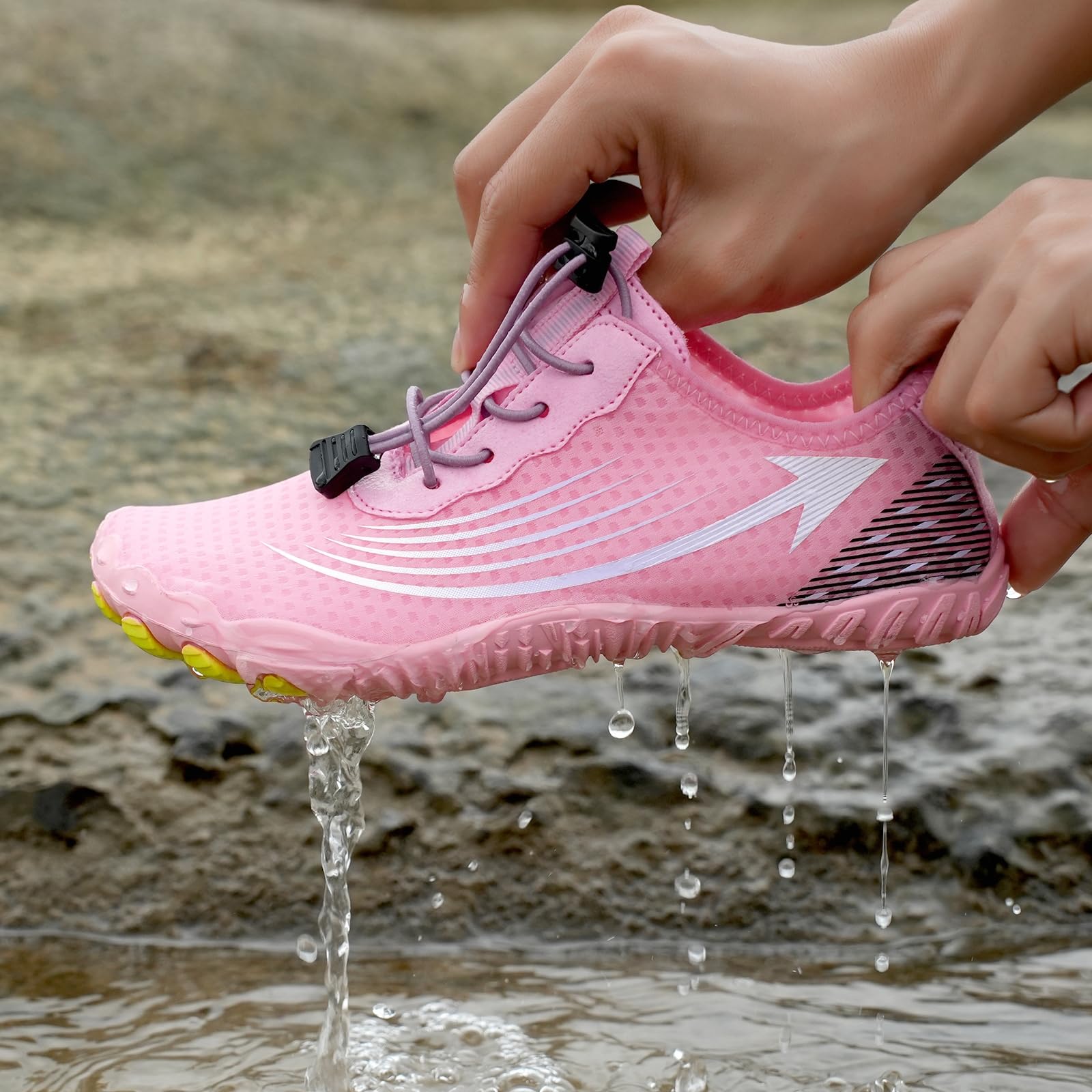 Zapatos Acuáticos Descalzos Secado Rápido Zapatillas Agua Cordón Elástico Fácil Puesta Base Flexible Adherencia Antideslizante para Playa Caminar Fitness Viajes