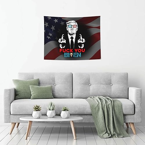 Miniatura 6 de Rqwaaed Fuck You Biden Divertido tapiz de dedo medio Trump adorna perfectamente la pared, 29 x 37 pulgadas