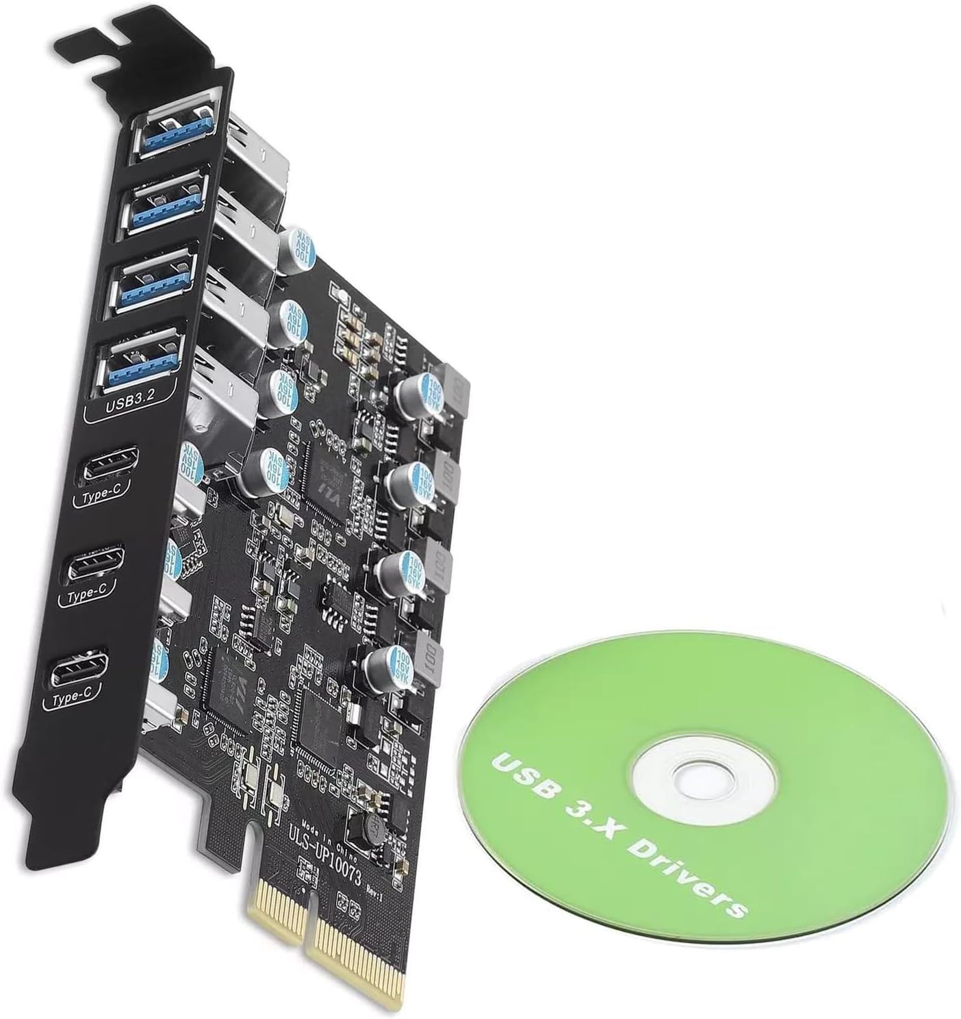 20Gbps 7-Ports PCIe to USB 3.2 Gen 2 Expansion Adapter Card PC Accessory