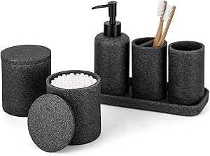 Black Bathroom Accessory Set 6 Pcs