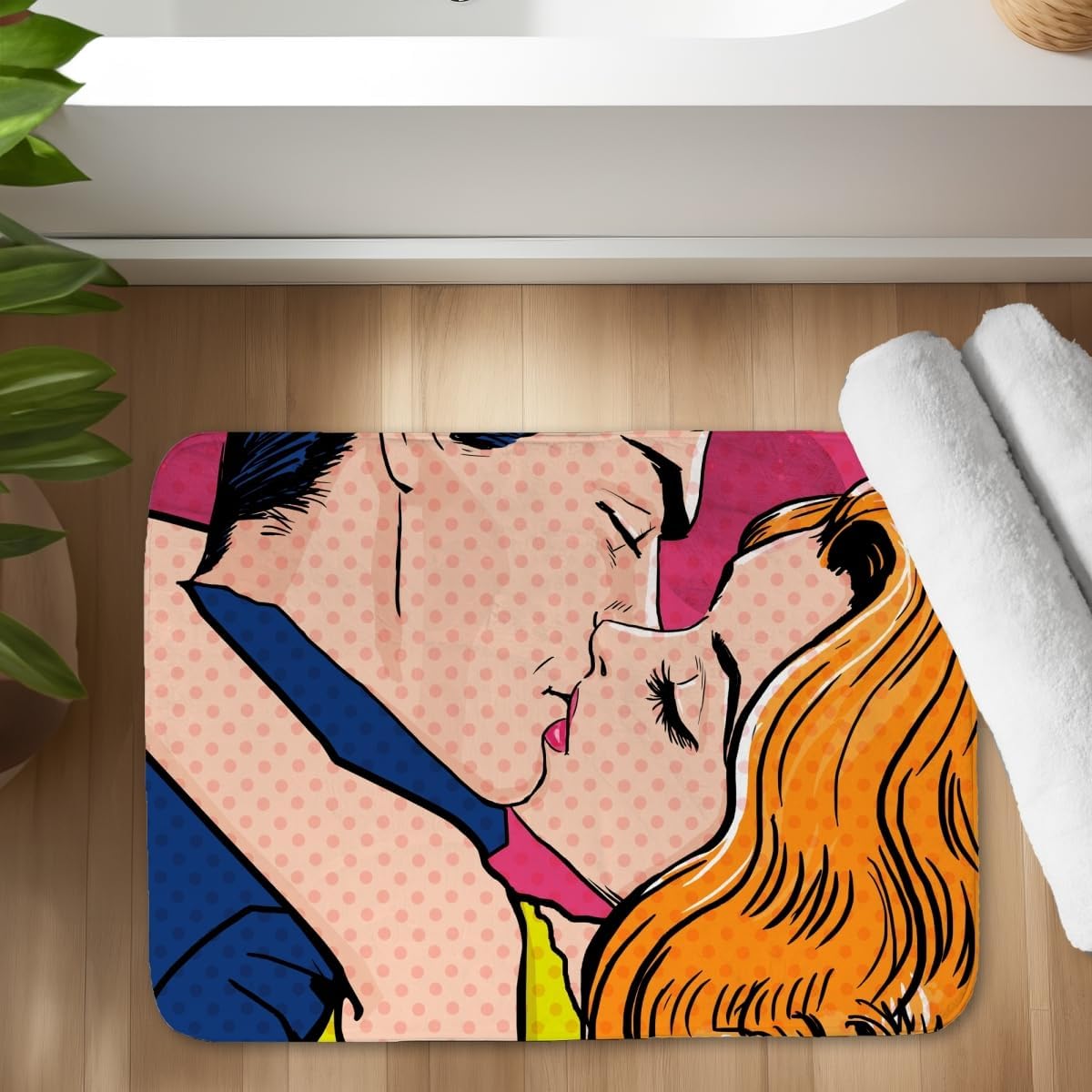 Begin Home Decor C1BM17246BR2MP 17 x 24 in. Pop Art Style Couple Bath Mat - Bedroom Figurative Decor