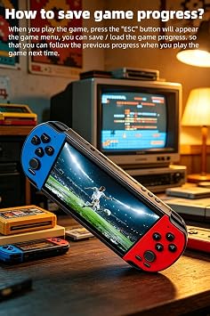 HLF Multi-Function 5.1 Inch Video Game Console Built-in 4000 Retro Games Portable Handheld Support Arcade MAME Multiple Emulator Games Archiveable MP3/4 E-Book Men/Kids (Bluered)