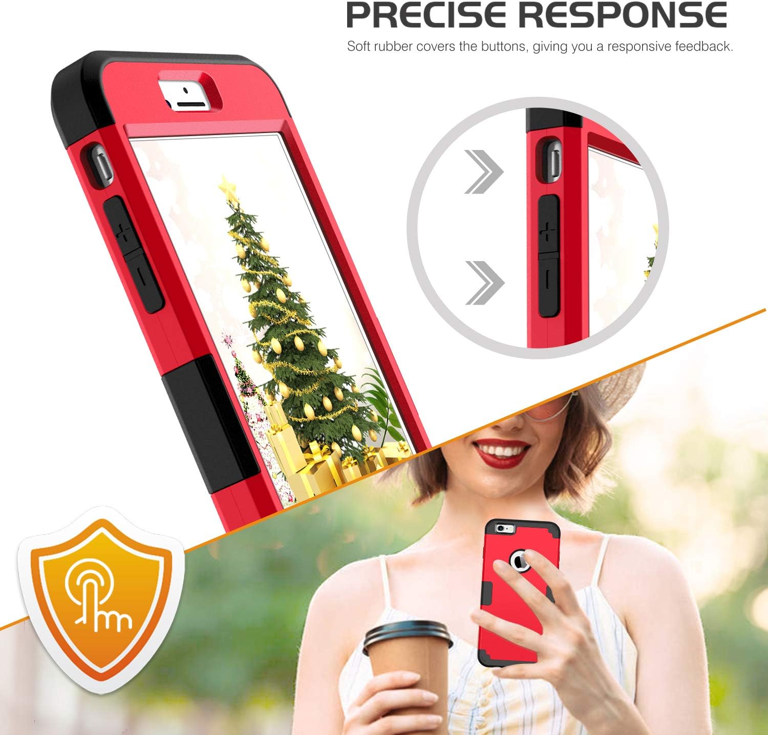 BENTOBEN iPhone 6S Plus Case, iPhone 6 Plus Case, Drop Protection Shockproof 3 in 1 Hybrid Hard PC Covers Soft Silicone Bumper Full Body Protective Case for iPhone 6 Plus / 6S Plus (5.5 Inch), Red