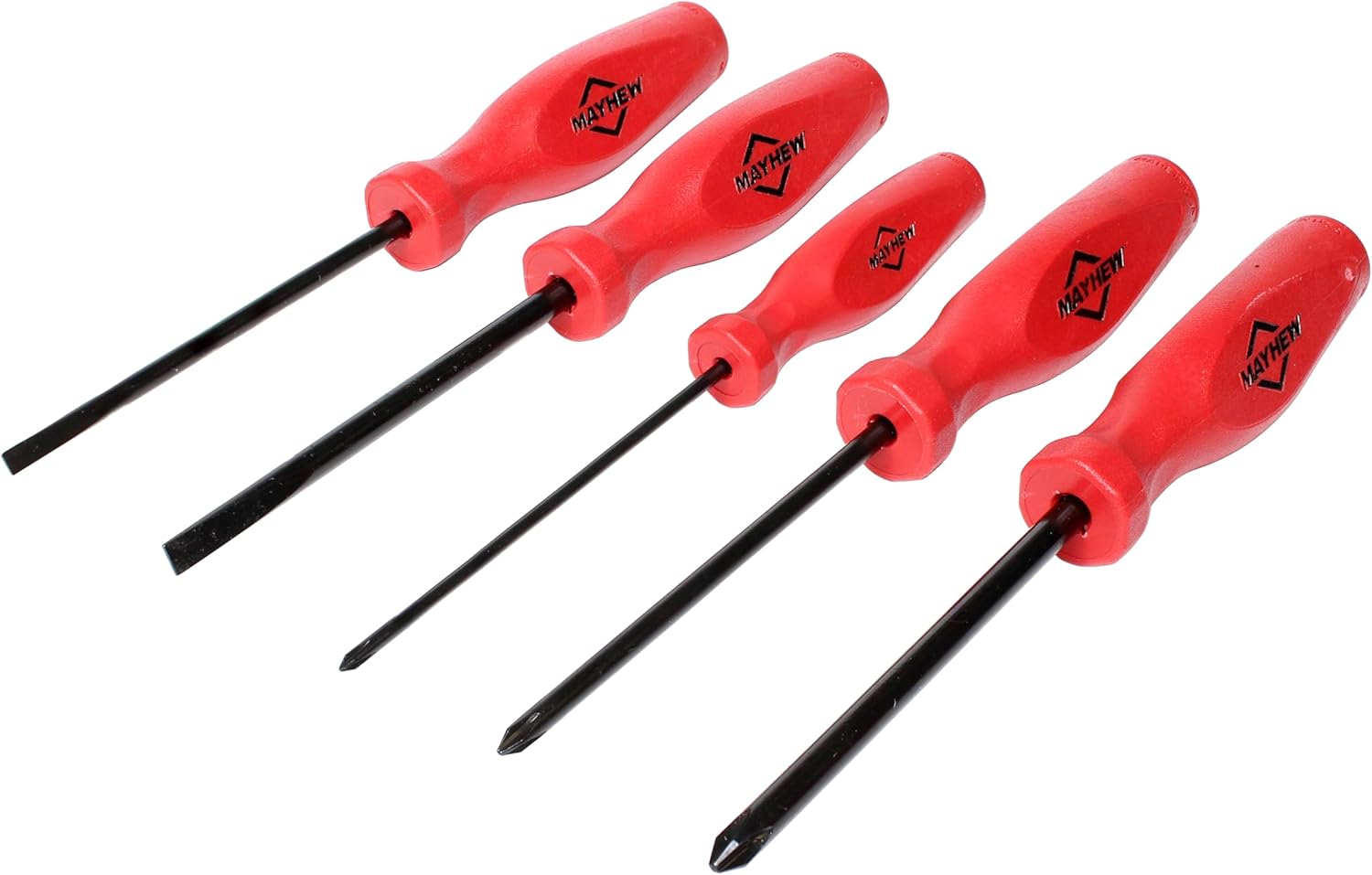 Mayhew Tools 26028C Pro Series Screwdriver Set, 5-Piece Slotted & Phillips Set, Red