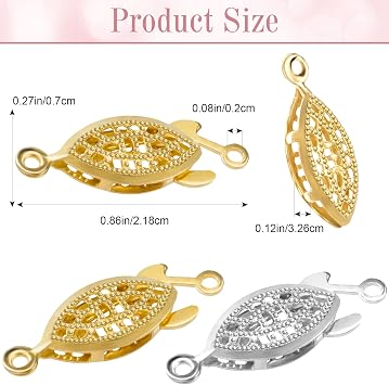 OIIKI 40pcs Pearl Necklace Fish Hook Clasps, 0.86x0.27in, 2 Colors