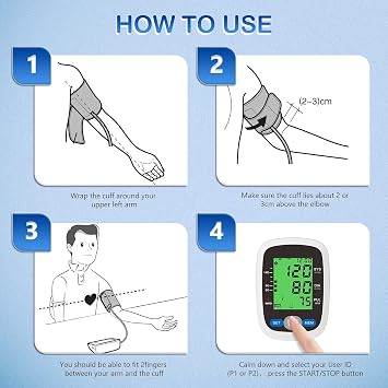 Blood Pressure Monitor Machine, Large Cuff 22-44cm, Upper Arm