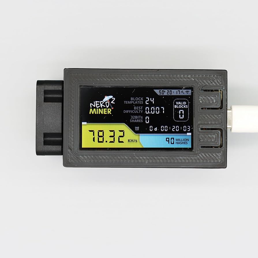 Amazon.com: Nerd Miner V2 Pro Bitcoin Solo 彩票礦工BTC 加密Nerdminer V2.0 pro  Hashrate 78K 附黑色外殼靜音散熱風扇: 電子