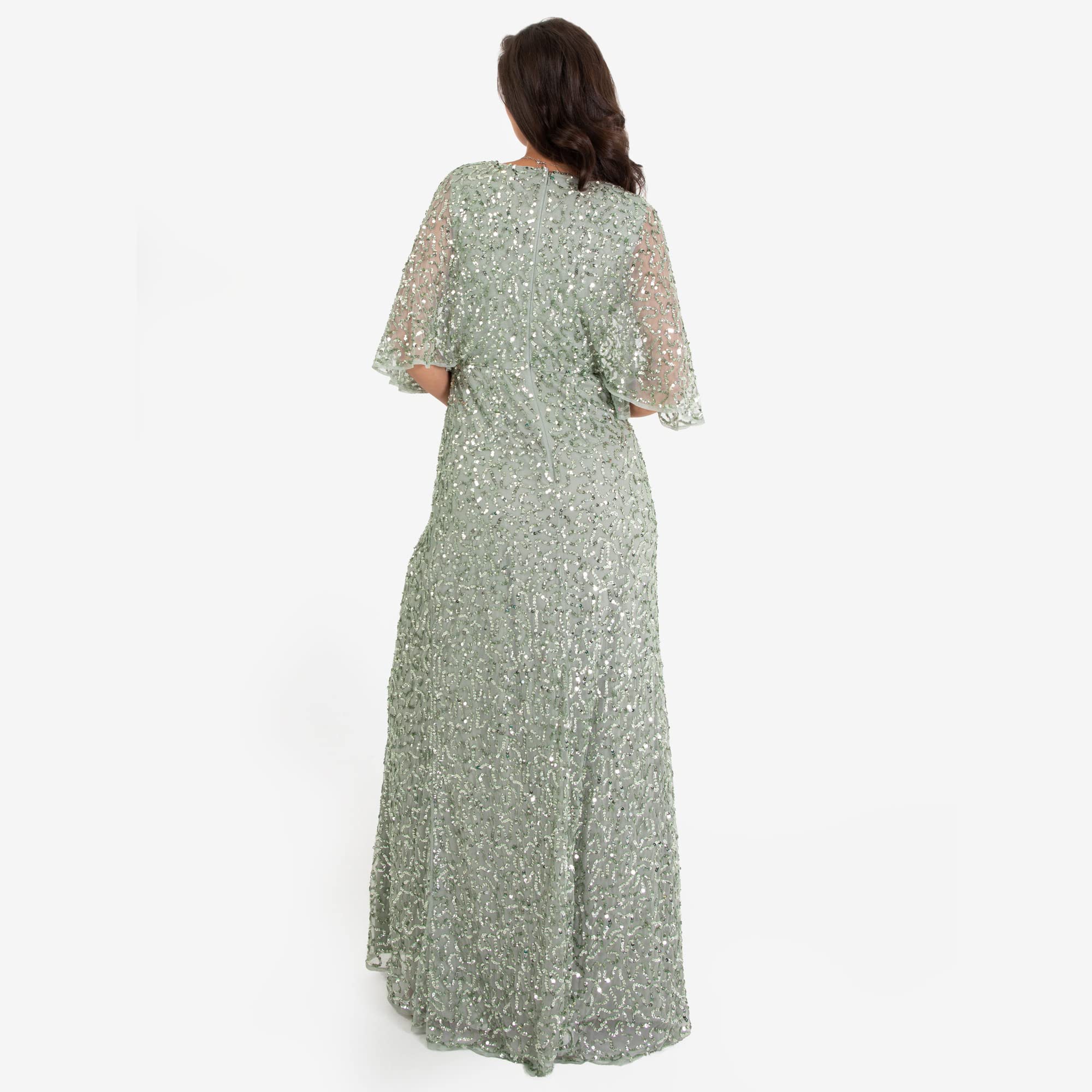 Maya Deluxe Sukienka Kobiety Womens Maxi Dress Ladies Sequin Embellished Wrap A-line Dress For Wedding Guest Bridesmaid Evening Prom Ball Occasion