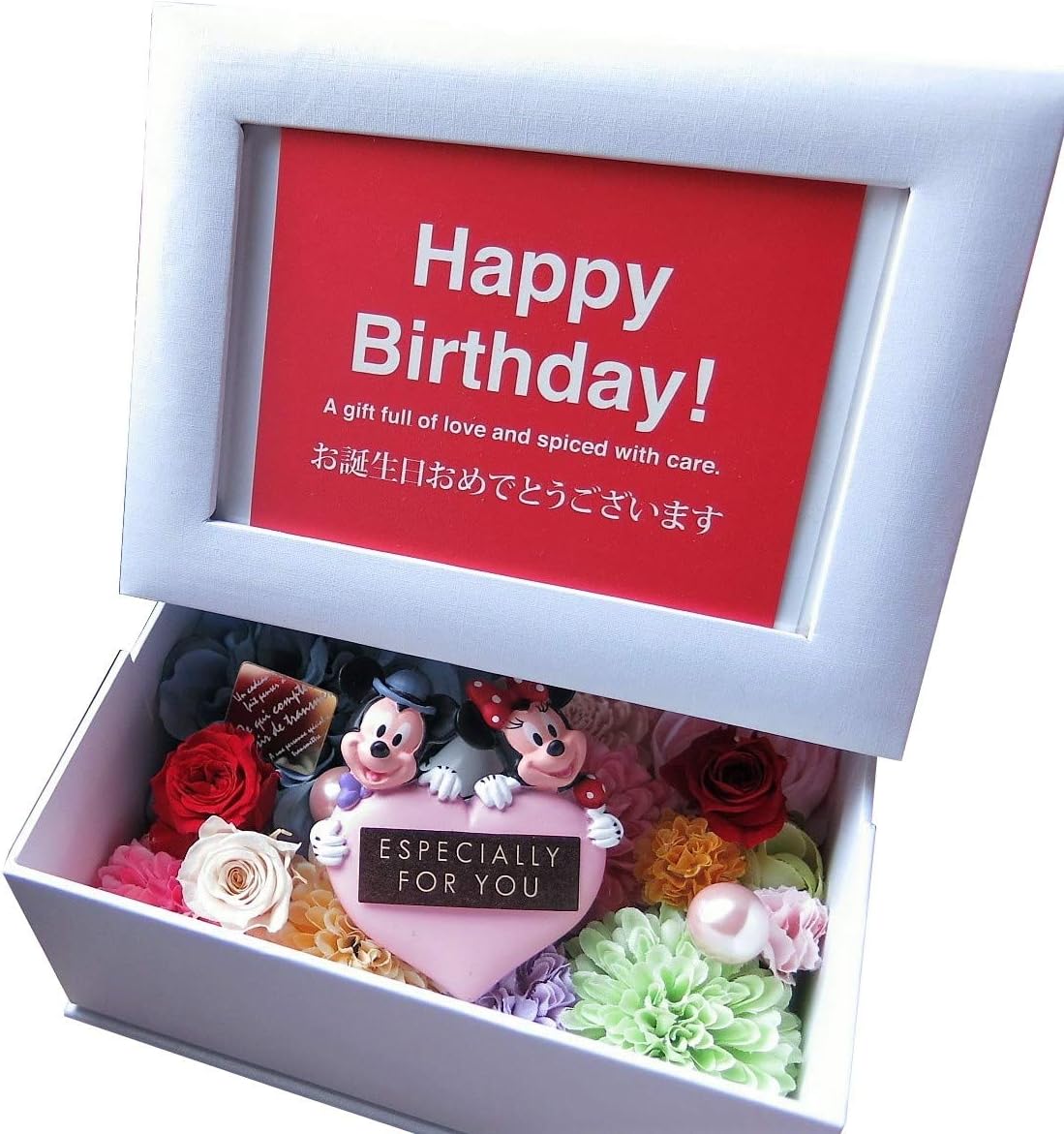 Amazon 誕生日プレゼント ミッキー ミニー ハート 写真立て プリザーブドフラワー入りギフト フラワーギフト ディズニー キャラクター フォトフレーム プリザーブドフラワー オンライン通販