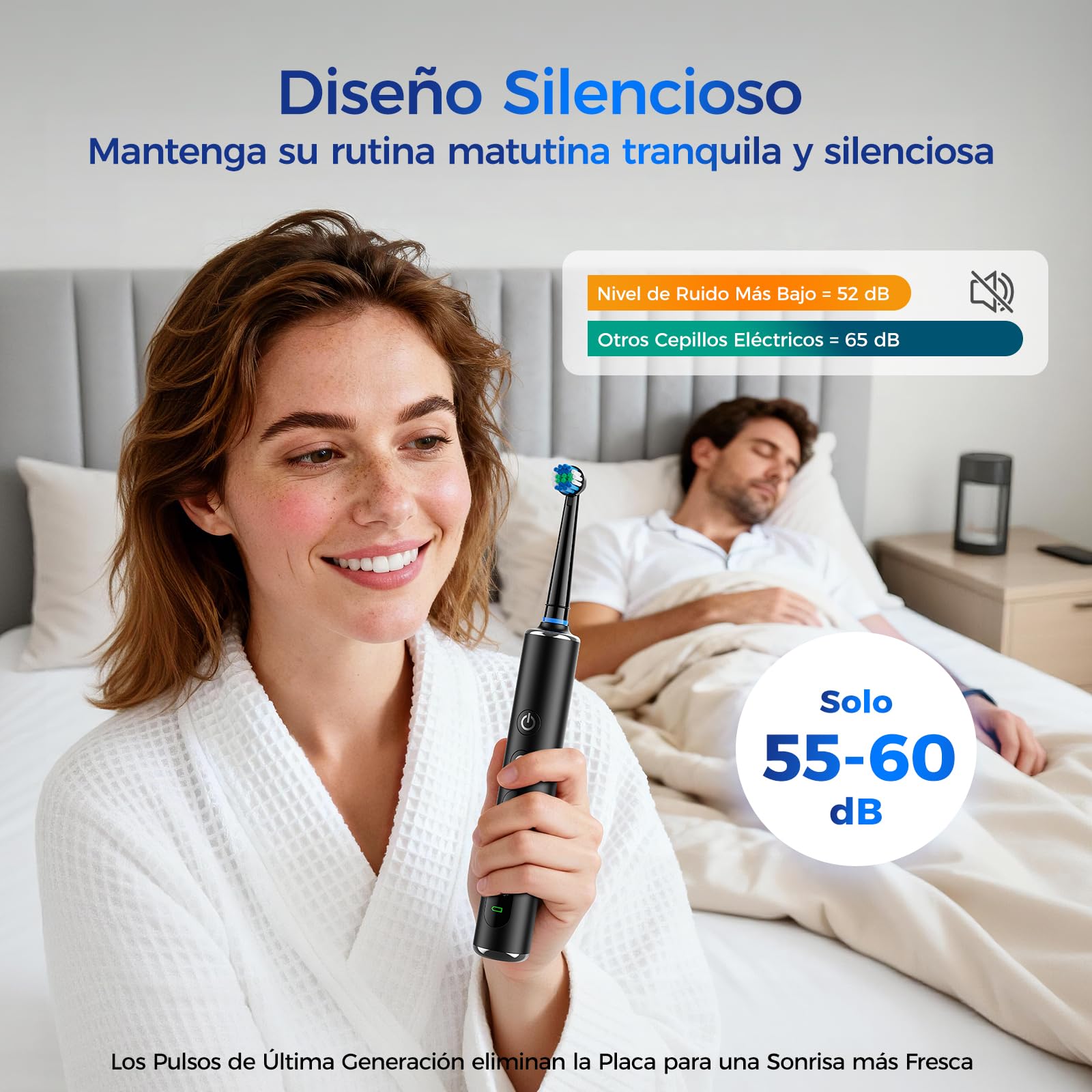 Cepillo de dientes eléctrico rotatorio 2 unidades Negro + Blanco para adultos y niños, 3 intensidades y 5 modos, cepillo dientes electrico con 12 cabezales, 2 estuches de viaje, batería de 120 días
