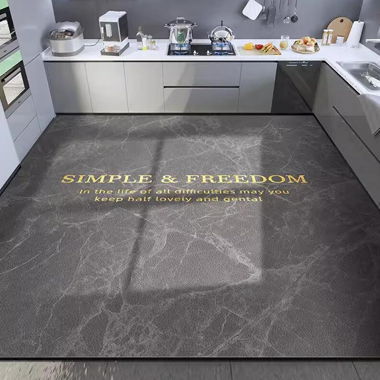 Kitchen Mat Cushioned Anti Fatigue Rug, Kitchen Waterproof Mats for floor, Cushioned Kitchen Mats for floor, Kitchen floor Mats for in front of Sink, Non Skid Kitchen Mats for (Size:180X200cm,Color:J)