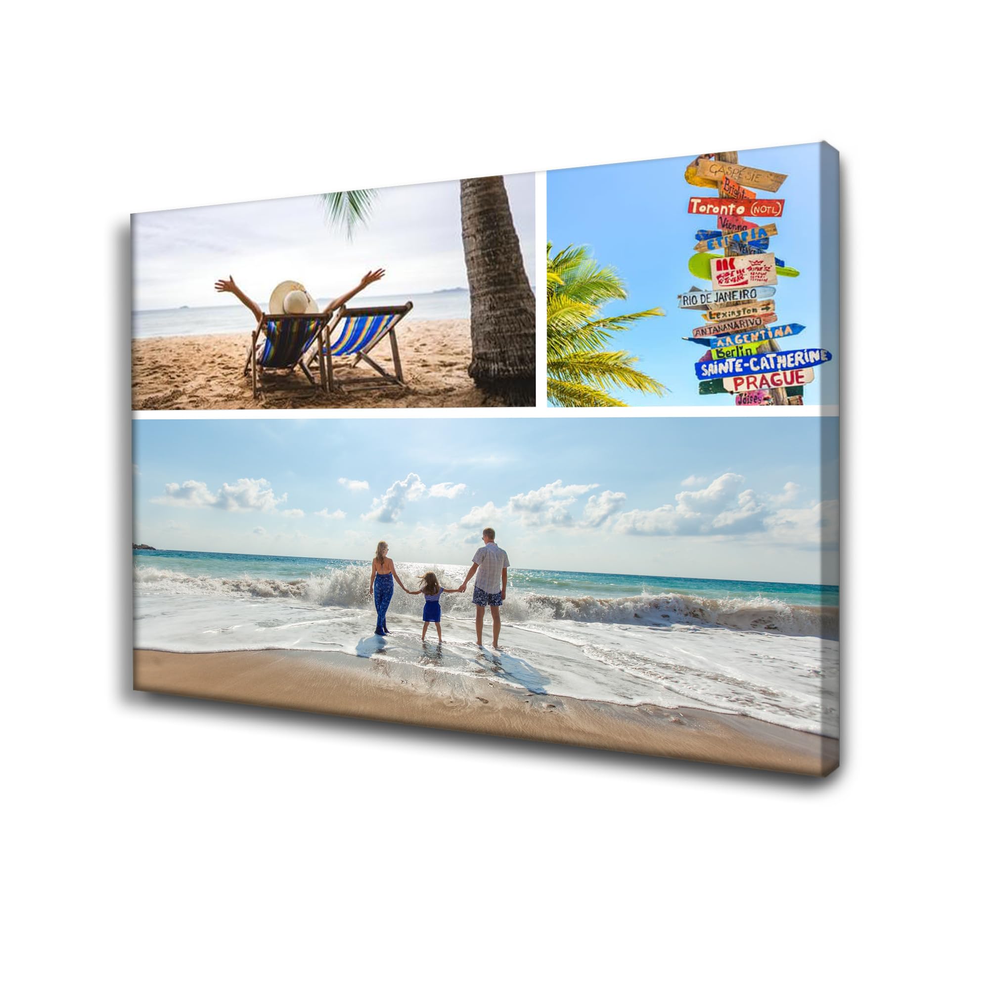 Toile personnalisée avec vos photos cadre en bois 50x40 cm Déco Murale