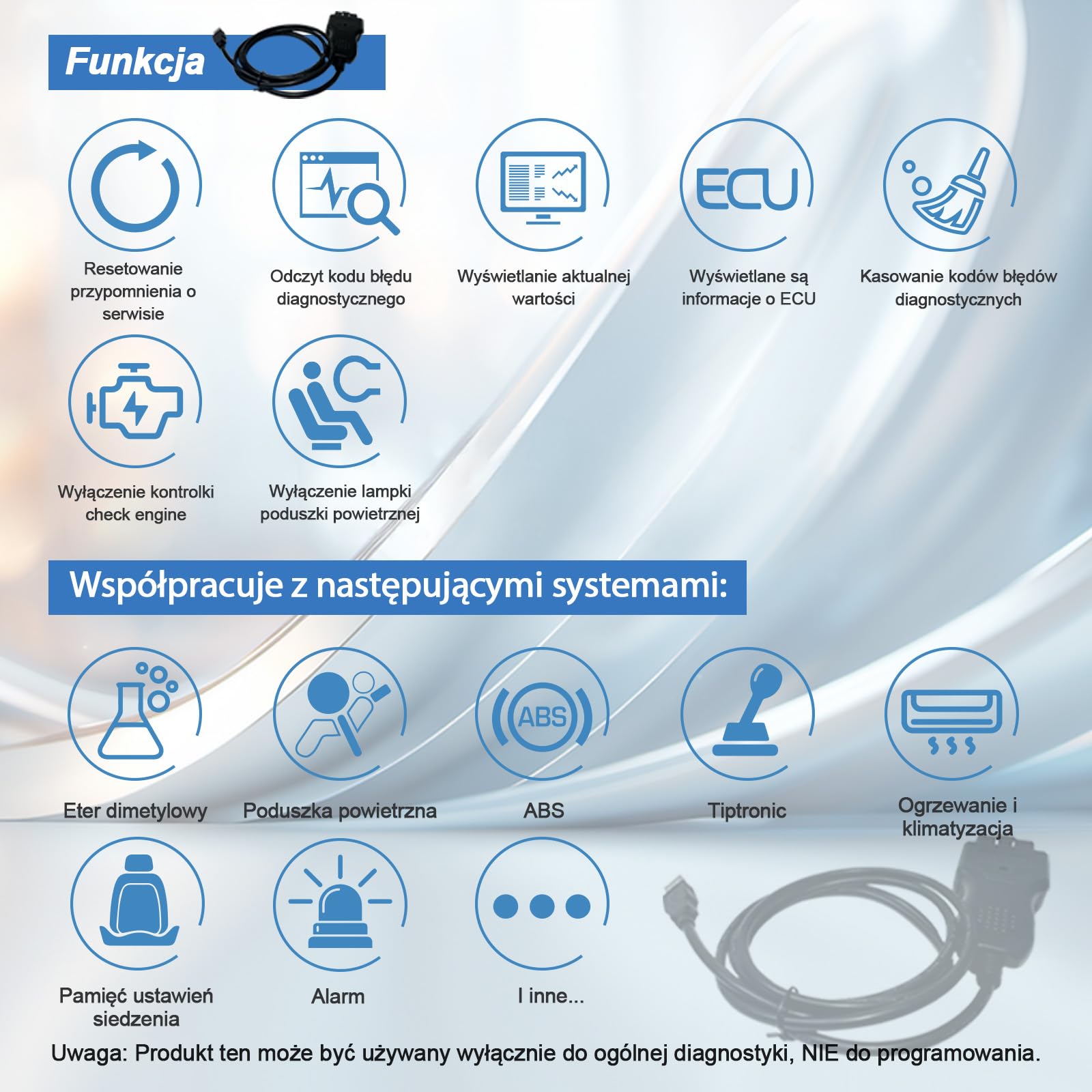 do Porsche Piwis Kabel Diagnostyczny Skaner ECU OBD2, Obsługuje Większość Modeli Porsche 911/Cayenne/Boxster z Lat 1996-2007, Współpracuje z Windows XP Oprogramowanie Durametric V3.0.15.0