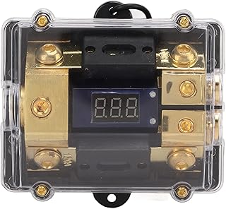 Acouto Distribuidor de áudio de carro ABS cobre 1 em 2 saídas de energia distribuidor de terra divisor universal de cobre para áudio de carro 0/2 cabo de 120A distribuidor de energia de aterramento