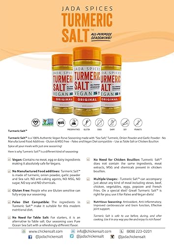 Miniatura 2 de JADA Especias Cúrcuma Sal Especias y Condimento Combo de 3 paquetes Vegano, Keto y Paleo Perfecto para cocinar, barbacoa, parrilla, frotar,
