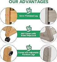 Vista 6 de Nnewvante Mesa Bandeja de TV con Ruedas, Mesa Auxiliar para Sofá con Ruedas, Escritorio Portátil para Sofá, Mesa Lateral, Bandeja para Aperitivos