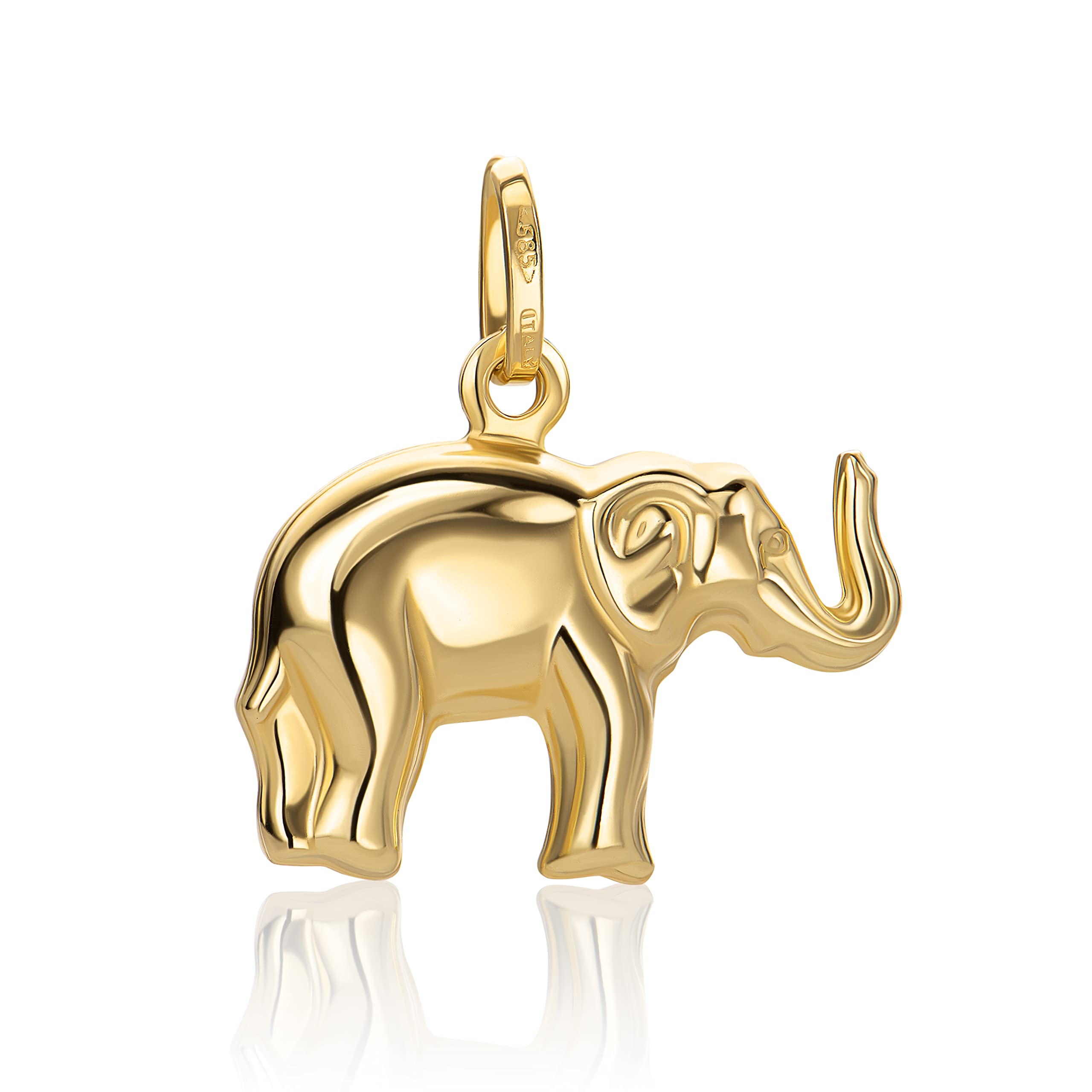 PRINS JEWELS Elefant Charm Anhänger 14 Karat 585 Gelbgold Kettenanhänger