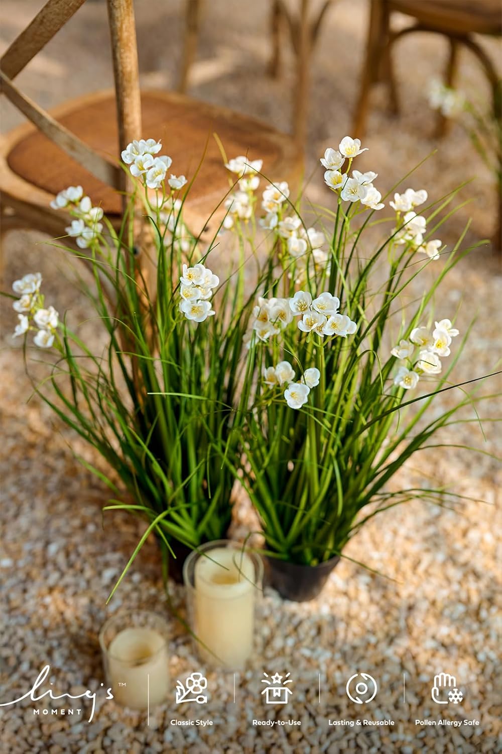 Ling's moment 27.5" Tall Artificial Grass Plants Faux Shrubs Wheat Grass Fake Greenery Stems Onion Grass Hyacinth Spray Flowers UV Resistant for Home Decor Wedding Garden Room Indoor Outdoor Office