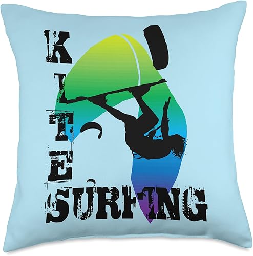 Miniatura 4 de Kitesurf Gifts and Surf Lover Tees by taiche Surfing with Freestyle Kitesurfer and Kite 1 Throw Pillow, 16x16, Multicolor
