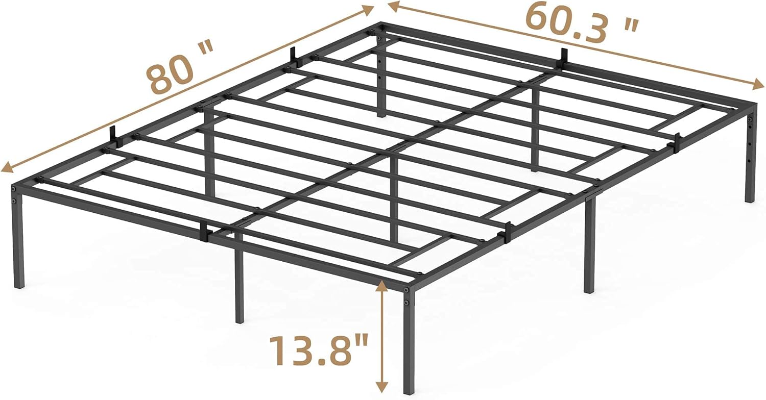 Dimensions of the GAOMON Queen Metal Bed Frame: 80 inches long, 60.3 inches wide, 13.8 inches high.