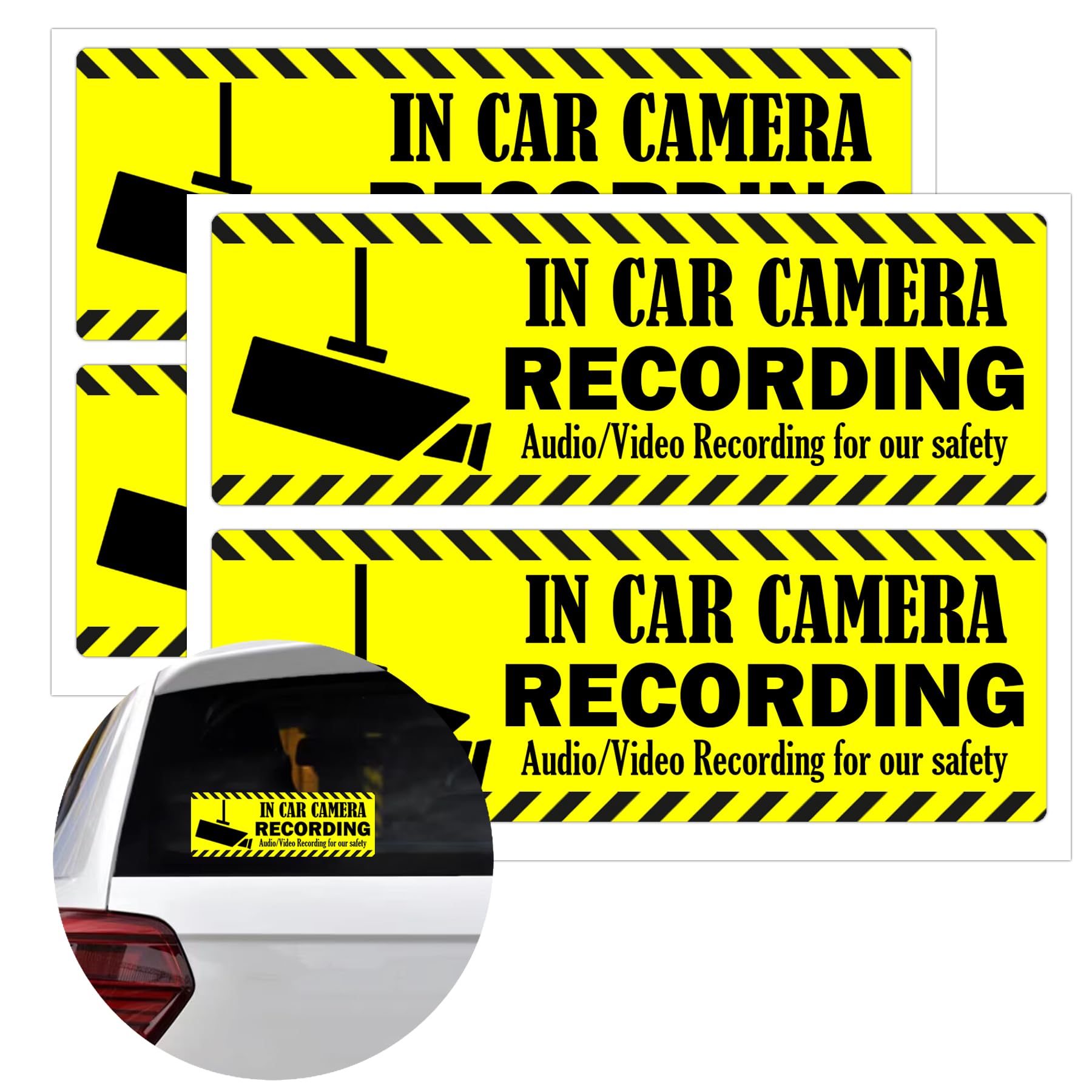 Recording Line Sticker Avviso Video Sicurezza Auto Audio & Video Recording In Progress PVC ...