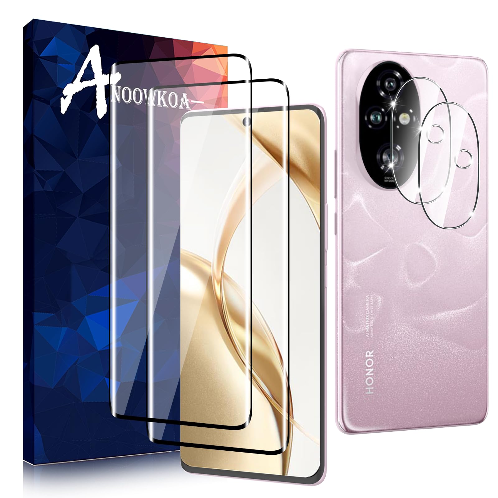 Anoowkoa [2+2 Pack for Honor 200 Screen Protectors and Camera Lens Protectors Guard Tempered Glass Film, Anti Fingerprints Protective FilmClimatePartner certified