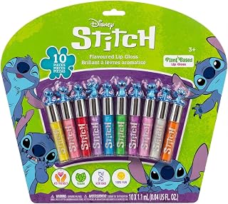 TownleyGirl Disney Stitch 10-Piece Plant-Based Lip Gloss Set for Girls Ages 3+ - Safe Party Favors, Sleepovers, Birthday Gifts