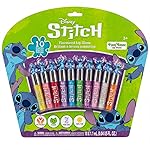 Disney Stitch 10 Piece Plant Based Lip Gloss, Girls Party Favors, First Makeup Set for Girl, Perfect for Parties, Sleepovers, and Birthday Gifts, Ages 3+, by Townley Girl