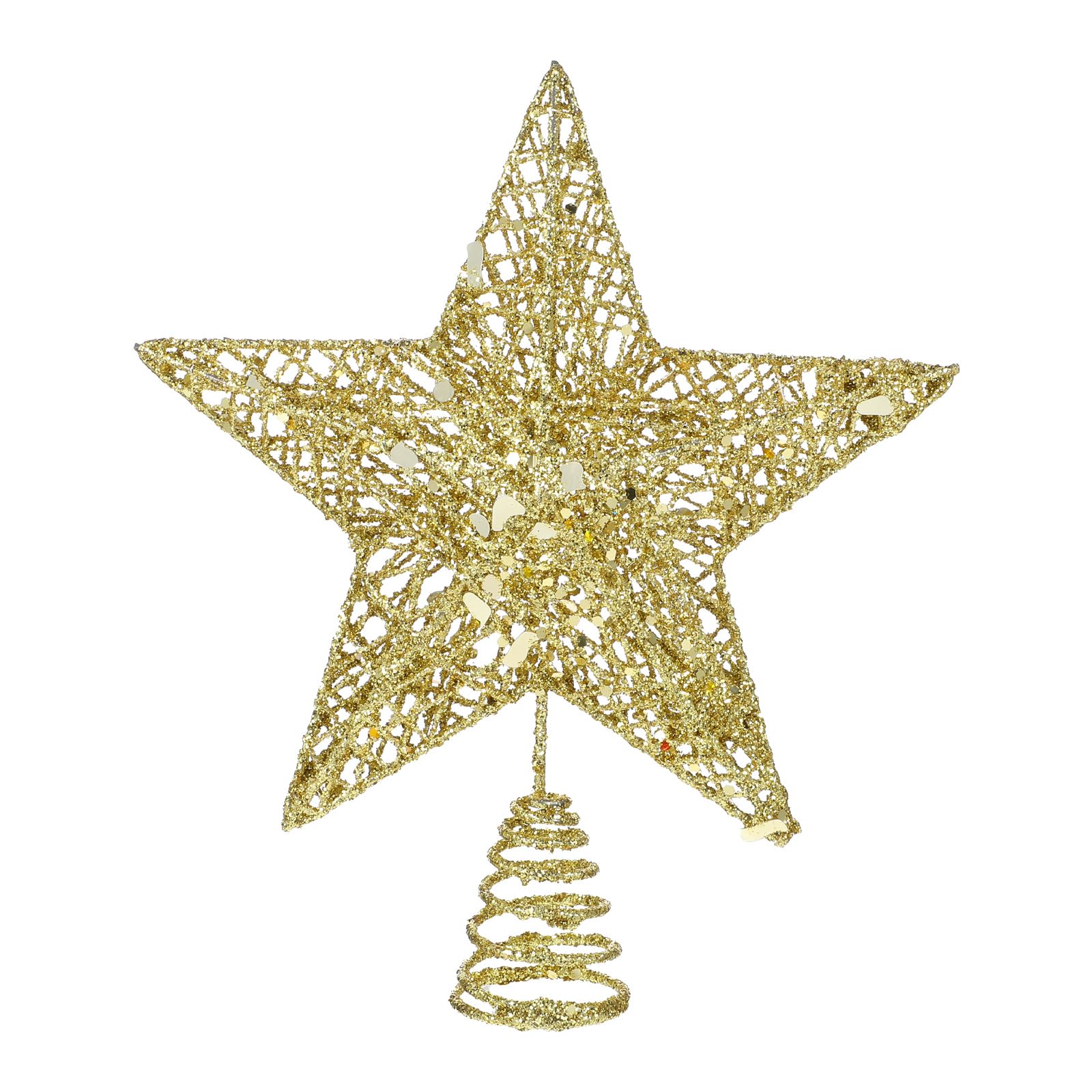 COMNICO Decoración para árbol de Navidad con estrella pequeña hueca dorada brillante, decoración para árbol de Navidad, estrella de 5 puntos, adornos para árbol de Navidad (15 cm)