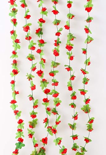 Miniatura 2 de Charmly 6 guirnaldas de flores artificiales de seda falsas de 45 pies de 5.9ft para colgar, plantas de hiedra, hogar, hotel, oficina, boda, fiesta,