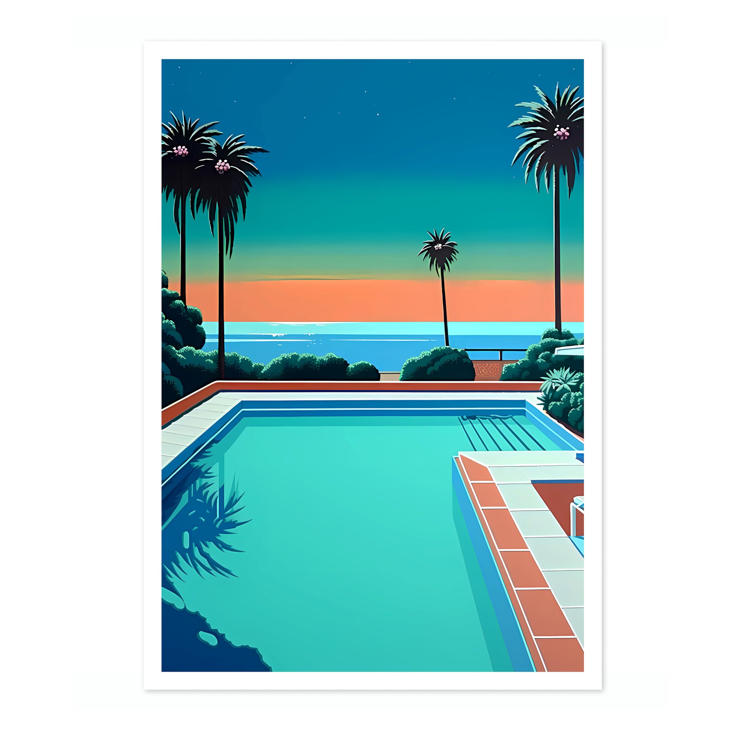 California Dreaming Vintage Japanese Vaporwave Poster, Minimalist Retro 90s Colourful Wall Art Print, Modern Home Decor Bedroom Artwork, Archival Matte, 50x70cm (Print Only) - 50x70cm